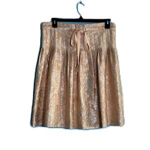 BCBGMaxAzria DANA Paper Bag Waist Skirt Tan Pink Floral A-Line Skirt Size XS